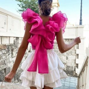 Zara pink ruffle top